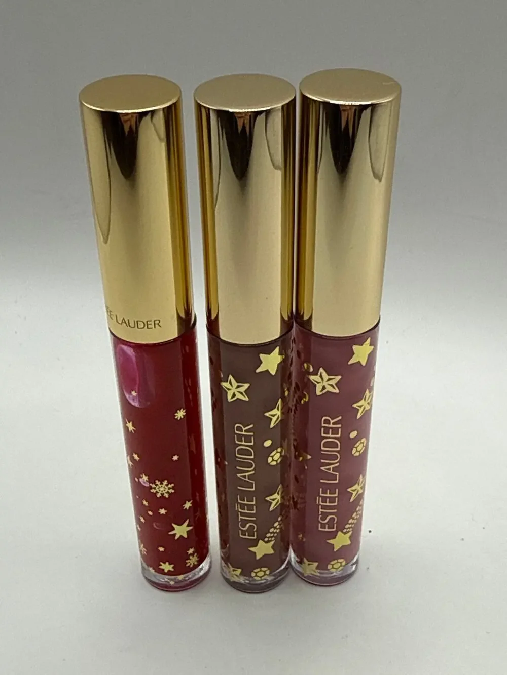 ESTEE LAUDER LIP GLOSS SET of 3 FULL SIZE Tender Trap Sundrops Crystal Pink